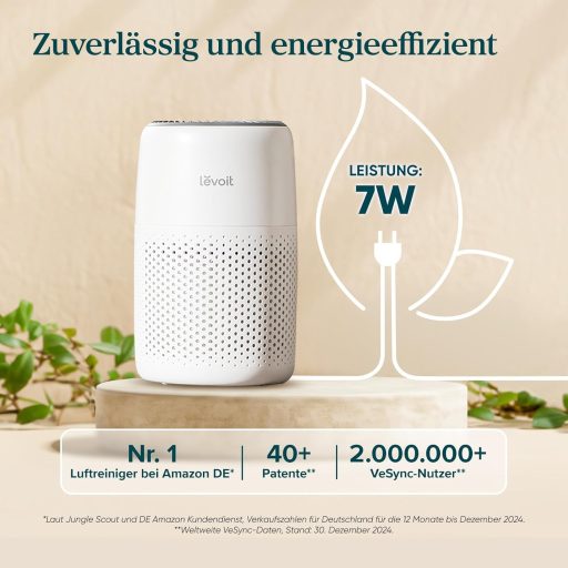 Levoit légszűrő allergia HEPA szűrő penész por háziállat szőr hálószoba fehér