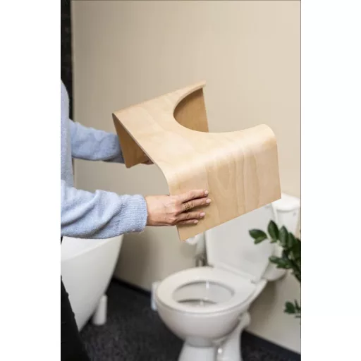 Well Care LOG013 Taburet WC din lemn, negru - Suport pentru toaletă pentru adulți, pentru poziția ghemuit