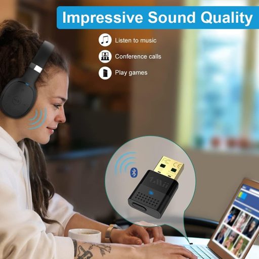 1Mii Bluetooth 5.2 Adapter PC és PS4/PS5 Konzolokhoz - USB Dongle aptX Alacsony Késleltetéssel Fejhallgatók és Hangszórók Csatlakoztatásához