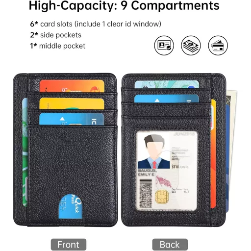 Teskyer férfi mini pénztárca RFID védelemmel, fekete bőr kártyatartó