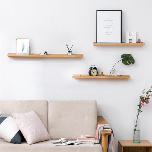 OAKERLAND 80 cm tölgy fali polc, lebegő fapolc otthonhoz, irodához, hálóhoz, nappalihoz