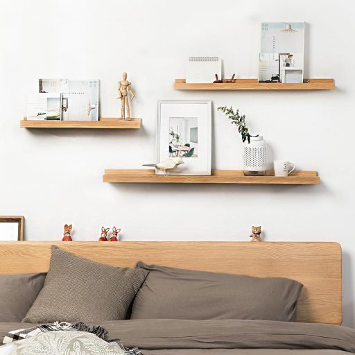 OAKERLAND 80 cm tölgy fali polc, lebegő fapolc otthonhoz, irodához, hálóhoz, nappalihoz