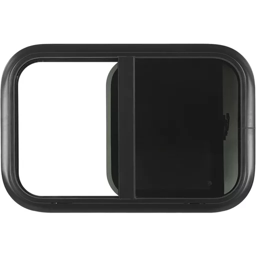 AQXREIGHT 700x300mm Lakóautó Csúszóablak Tempered Glass Fekete Alumínium Kerettel Szúnyoghálóval