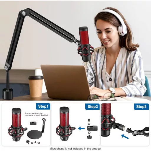 Aokeo AK-45 Mikrofon Állvány Blue Yeti, Snowball, HyperX QuadCast Kompatibilis