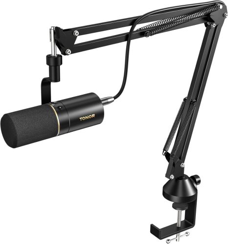 TONOR USB/XLR Dinamikus Mikrofon PC-hez Mikrofonállvánnyal - Némító Gombos Gaming Mikrofon PS4/PS5 Kompatibilis Podcast, Streaming és Stúdió