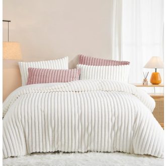   Lanqinglv Plišana Zimska Posteljina 135x200cm Set od 4 Dijela Bijeli Flanel