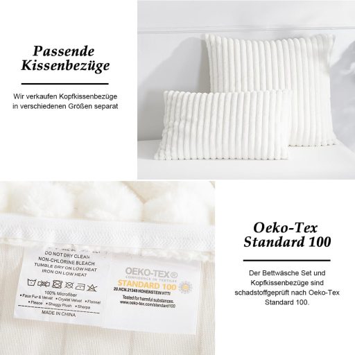 Lanqinglv Plüss Téli Ágyneműhuzat 135x200cm 4 Részes Fehér Flanel