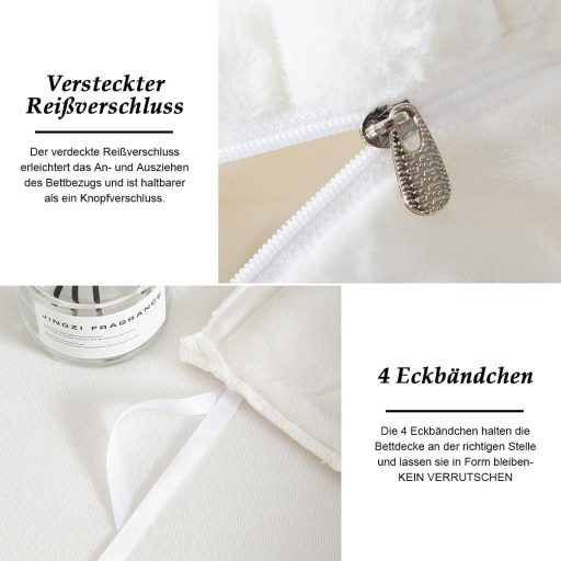 Lanqinglv Plišana Zimska Posteljina 135x200cm Set od 4 Dijela Bijeli Flanel