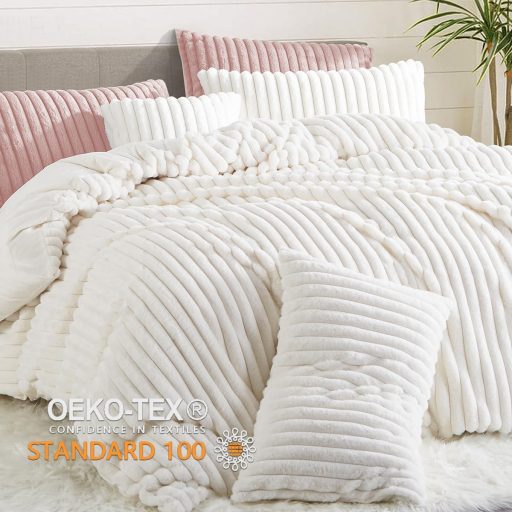 Lanqinglv Plüss Téli Ágyneműhuzat 135x200cm 4 Részes Fehér Flanel