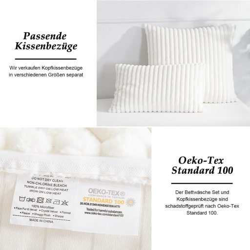 Lanqinglv Plüss Téli Ágyneműhuzat 135x200cm 4 Részes Fehér Flanel