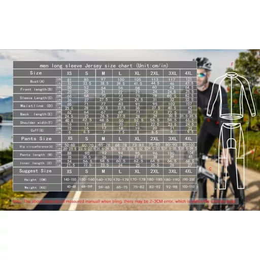 Moxilyn férfi kerékpáros ruházat szett hosszú ujjú MTB nadrág 20D párnázott
