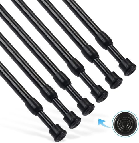 Goowin 6 buc. Bară telescopică 55-90 cm, bară de tensiune fără găurire, mecanism cu arc inoxidabil pentru dulap, bucătărie, dressing, bibliotecă