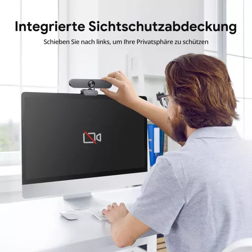 Cameră web DEPSTECH DW50 Pro 4K Ultra HD cu microfon, zoom 3x, senzor Sony, microfon dual cu anulare a zgomotului, telecomandă, focalizare automată PC, laptop, Ma