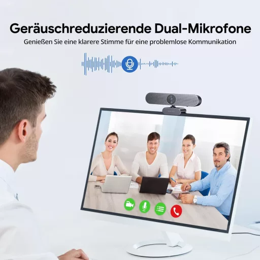 DEPSTECH DW50 Pro 4K Ultra HD Webkamera Mikrofonnal, 3x Zoom, Sony Szenzor, Zajszűrő Kettős Mikrofon, Távirányító, Autofókusz PC, Laptop, Ma
