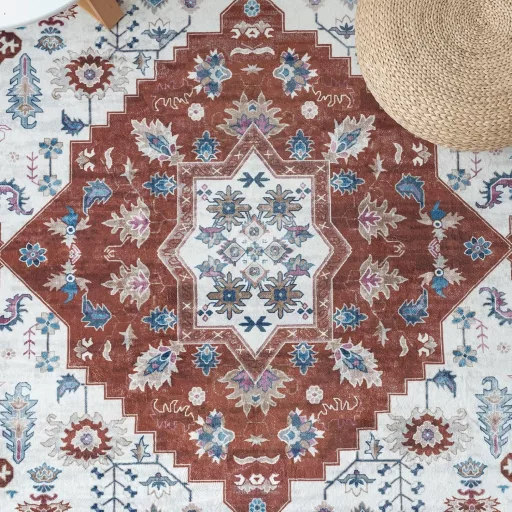 Vamcheer Vintage Szőnyeg 160x230cm Narancssárga Puha Mosható Szőrme Szőnyeg