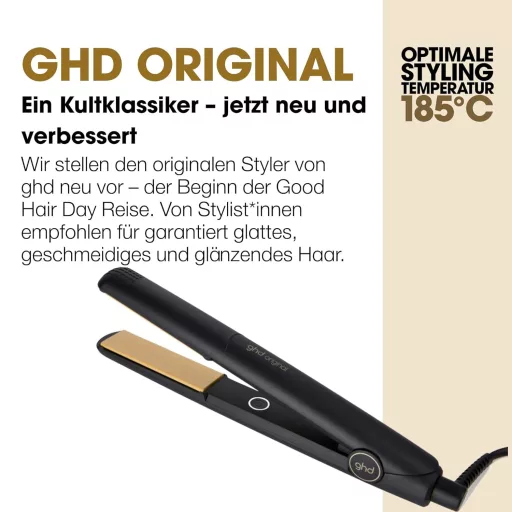 Placă de îndreptat părul ghd Original cu plăci ceramice de 24 mm - Pentru toate tipurile de păr - Negru