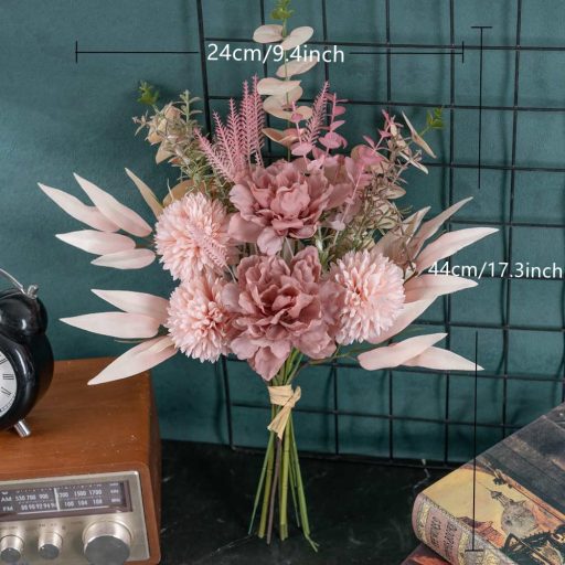 KIRIFLY Hodvábna hortenzia umelý kvet dekorácia svadobná kytica ružová