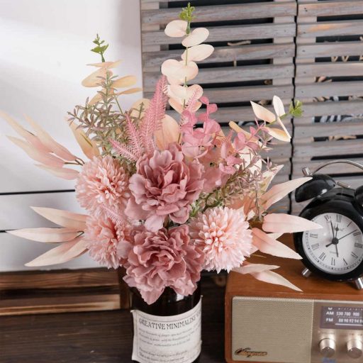 KIRIFLY Hodvábna hortenzia umelý kvet dekorácia svadobná kytica ružová