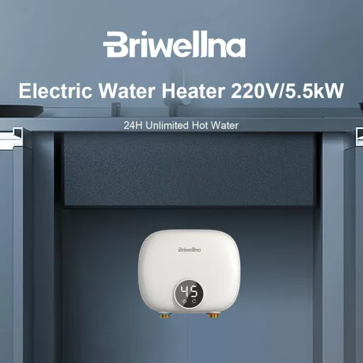Briwellna 5,5 kW-os átfolyós vízmelegítő LED kijelzővel, kompakt méret, 220V