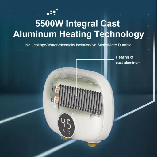 Briwellna 5,5 kW-os átfolyós vízmelegítő LED kijelzővel, kompakt méret, 220V
