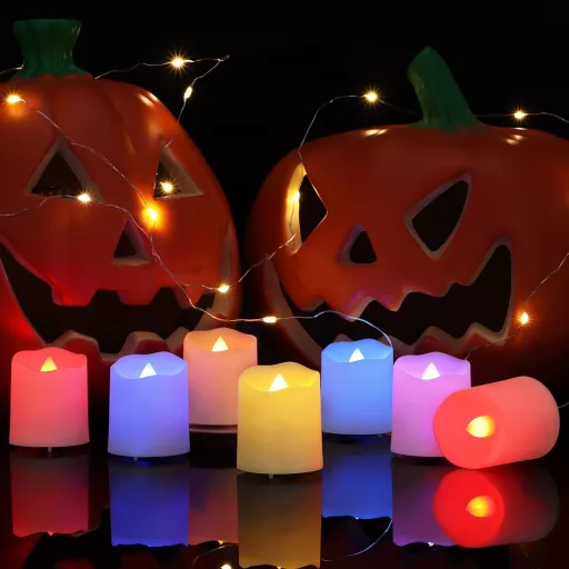 Yunsheng 12 ks RGB LED sviečok s diaľkovým ovládaním, časovačom a USB nabíjačkou