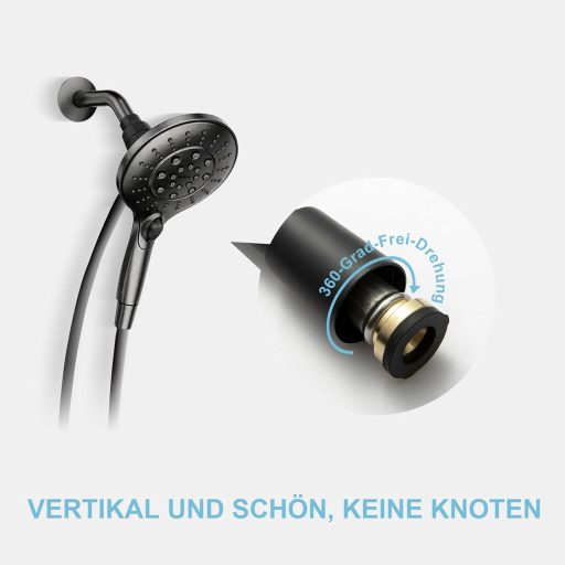 Furtun de duș OFFO 1,6m Universal, din PVC, pentru accesorii de baie și mașină de spălat, negru mat