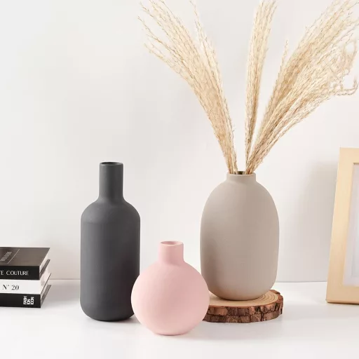 Set de 3 vaze din ceramică Winter Shore - decor modern pentru sufragerie, dining și bucătărie
