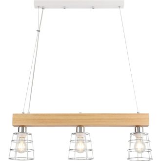   FORCOSO Lampă suspendată din ratan pentru masă de dining, cu 3 becuri - Lampă de tavan împletită vintage boho, decor pentru living, dormitor, bucătărie (Ø21cm x3)