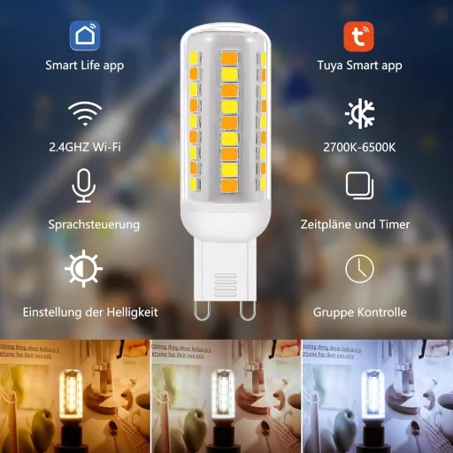 I-SHUNFA Wi-Fi Smart G9 LED izzó Alexa Google Home kompatibilis 2700-6500K dimmer