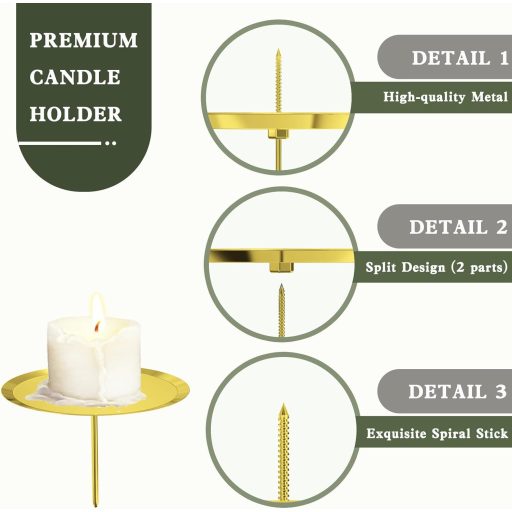 Súprava 4 zlatých adventných svietnikov YD, 7,5 cm kovový svietnik na adventný veniec