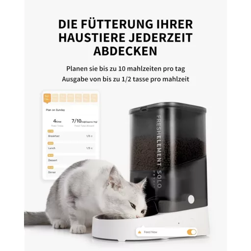 PETKIT Distribuitor Automat de Hrană pentru Câini și Pisici - Capacitate 3L, 1-10 Porții/Zi, Bol din Oțel Inoxidabil, Tehnologie Fresh Lock, Hrănire pentru 15 Zile