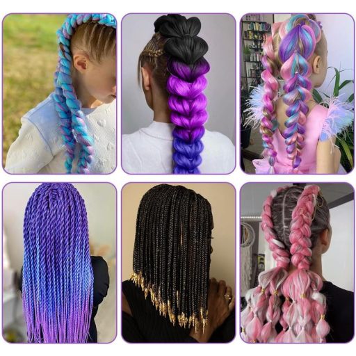 Aomig Syntetické predlžovacie vlasy na zapletanie, 4 farby, 60 cm, Box Braid