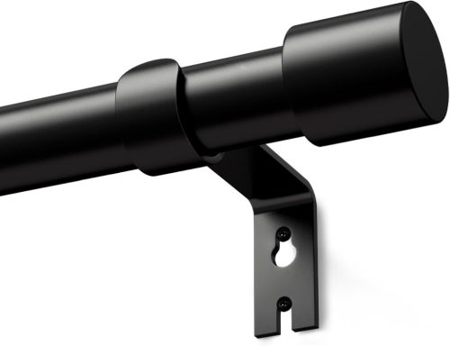 Time Forest Bară de Perdea Fekete, 76-305 cm - 25 mm, Extensibilă, Metalică, pentru Ferestre, Uz Interior și Exterior, Negru Mat