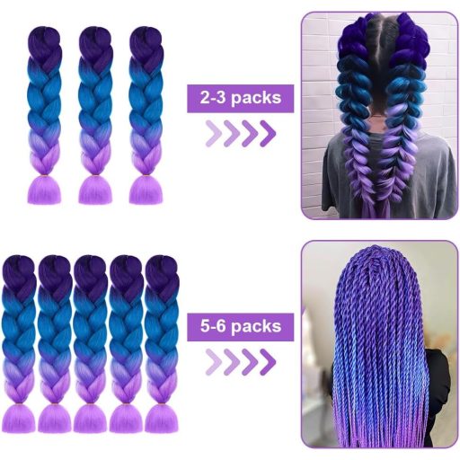 Aomig syntetické vrkoče na predlžovanie vlasov, 4 farby, 60 cm, Box Braid