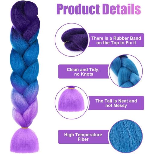 Aomig syntetické vrkoče na predlžovanie vlasov, 4 farby, 60 cm, Box Braid