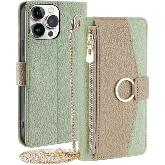   CasurvivePro iPhone 14 Plus Mágneses Pénztárca Tok Nyakpánttal Zöld - iPhone 14 Plus, Green