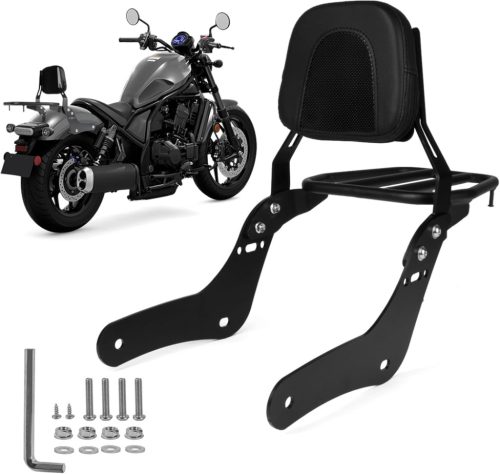 PSLER Honda Rebel CMX1100 Háttámla Üléspárna Csomagtartóval - Motoros Sissy Bar Hátsó Utasnak, Fekete Acél Váz, 2021-2024 Modellekhez