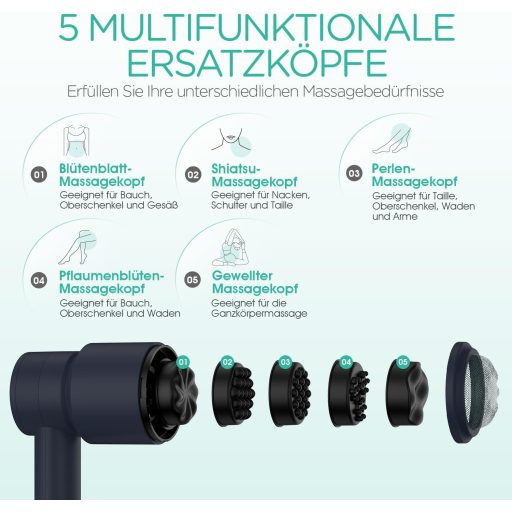 Aparat de masaj electric portabil VOYOR-HEALTH CM410 - Fără fir, reîncărcabil, pentru ameliorarea durerilor musculare la nivelul gâtului, umerilor, abdomenului, taliei, coapselor (Mână