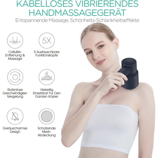 Aparat de masaj electric portabil VOYOR-HEALTH CM410 - Fără fir, reîncărcabil, pentru ameliorarea durerilor musculare la nivelul gâtului, umerilor, abdomenului, taliei, coapselor (Mână