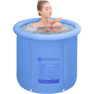   B&Y Felfújható Összecsukható Fürdőkád 75x75cm Kerek Hordozható Kád Felnőtteknek