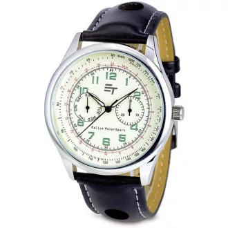   Elegantné pánske hodinky s koženkovým remienkom s bielym prešívaním