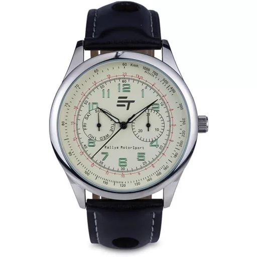 Elegantné pánske hodinky s koženkovým remienkom s bielym prešívaním