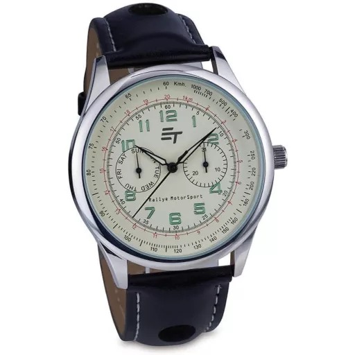 Elegantné pánske hodinky s koženkovým remienkom s bielym prešívaním