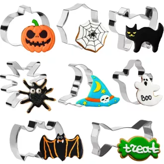   AUERVO Halloween Keksz Vágó 8 Részes Rozsdamentes Acél Sütikiszúró Készlet