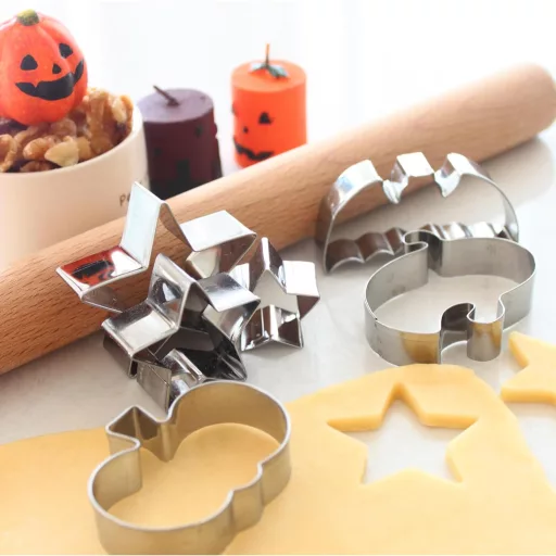 AUERVO Set de 8 forme pentru biscuiți de Halloween, din oțel inoxidabil