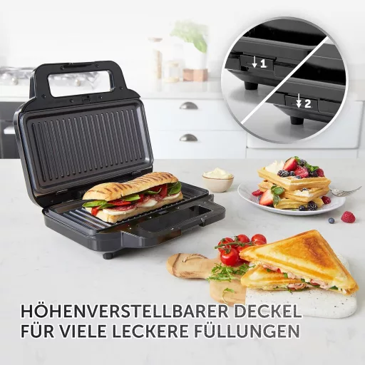 Breville 3 az 1-ben szendvics-, gofri- és panini sütő mély lemezekkel