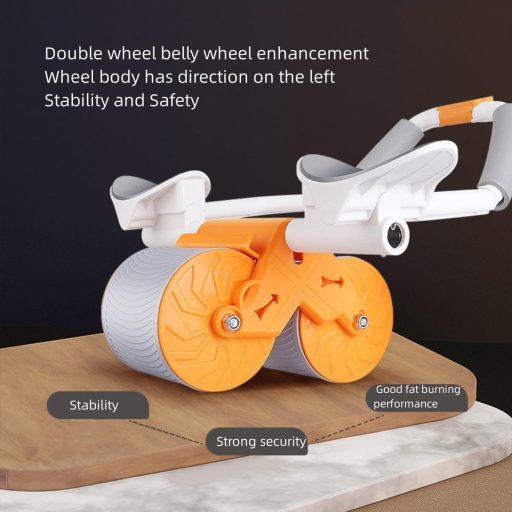 LXWINNER Automatický Odrazový Valček na Brušné Svaly, Dvojkolesový AB Roller Posilňovací Stroj s Podložkou na Kolená, Oranžový Fitness Prístroj pre Domáce Použitie