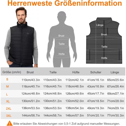 Sevdiea Fűthető Férfi Mellény 9 Zónás 16000mAh Powerbank Camping Túrázás