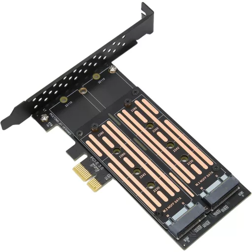 VBESTLIFE Adaptor Dual M.2 NVMe SSD PCIE - Card Convertor 6Gbps pentru M2 SATA SSD, Dimensiuni Multiple (22110/2280/2260/2242/2230), Windows/Li