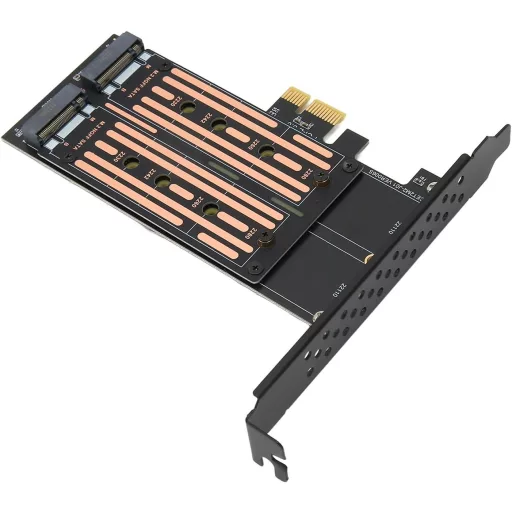 VBESTLIFE Adaptor Dual M.2 NVMe SSD PCIE - Card Convertor 6Gbps pentru M2 SATA SSD, Dimensiuni Multiple (22110/2280/2260/2242/2230), Windows/Li